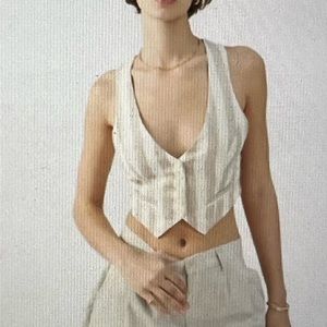 Linen stripped vest